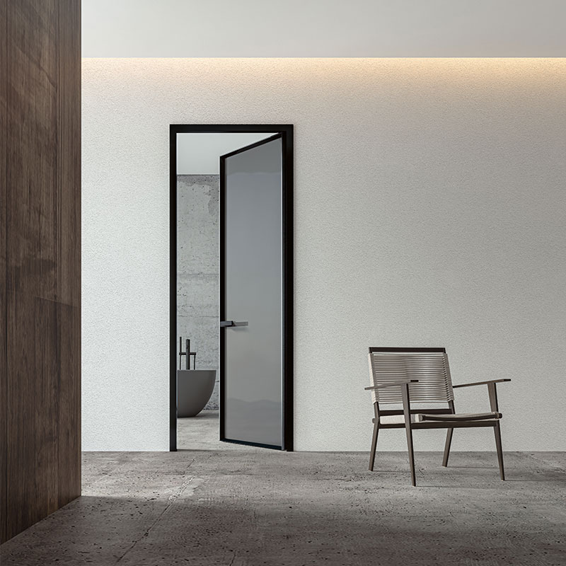 Narrow Frame Single Glass  Bathroom Aluminum Door